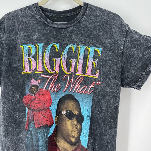 Biggie "The What" Graphic Band T-Shirt Gray Vintage Faded Tie Dye Small NWOT - Picture 4 of 6